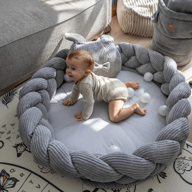 Baby Nest & Play Mat With Crib Bumper Braid - Grey — image 1 of 6 — Mila & Milo Kids